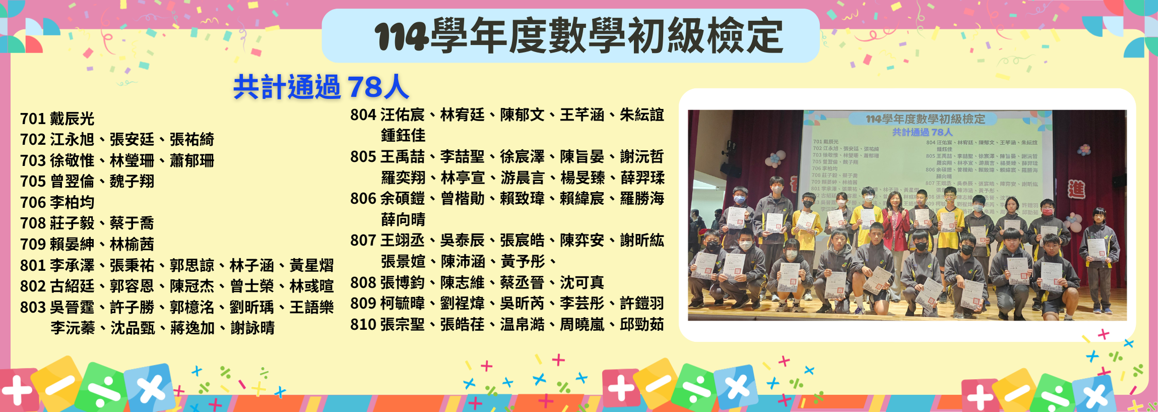 11401數學初級檢定-通過